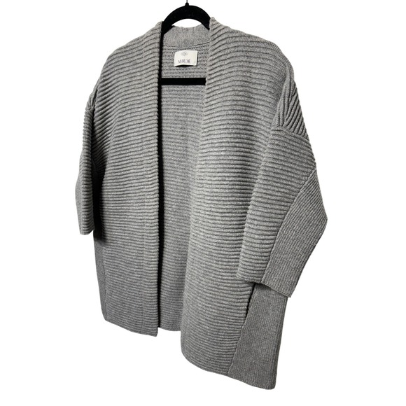 Allude Wool Cashmere Ribbed Knit Open Front Cardigan Duster Women's Size XS - Picture 1 of 8